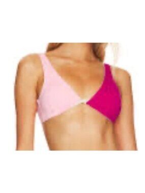 L*Space Luna Bikini Top Colorblock Pink & Magenta Size M Nylon/Spandex Swimwear